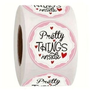 🩷🤍❤️"PRETTY THINGS INSIDE"❤️🤍🩷 500pcs ROUND STICKER ROLL 🌟NWT🌟